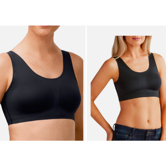 Amoena Amy SB Womens Wire-free Seamless Bra Size Small Black Solid Stretchy - Picture 1 of 12
